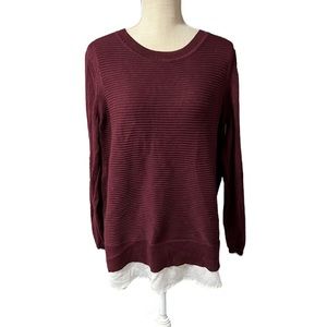Hilary Radley Long Sleeve Blouse Shirt Sweater Red Purple Womens Size XL